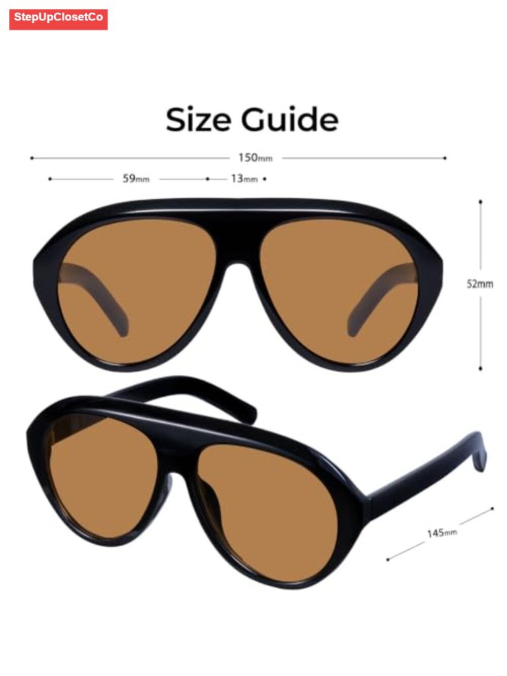 Oversized Aviator Sunglasses for Women, UV400 Protection, Retro Style, Plastic - Picture 5 of 6